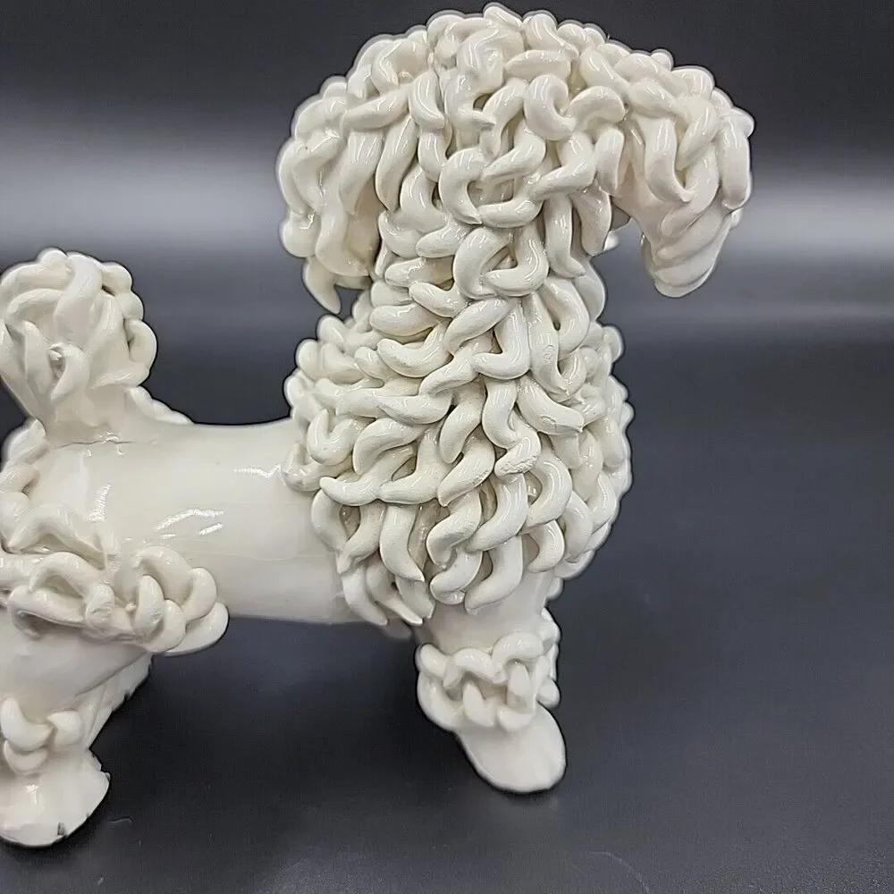 VTG Spaghetti Art French Female Poodle Dog Ceramic MCM Italy Anthropomorphic